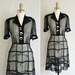 vintage 1940s dress / 40s black chiffon swing dress / Mood Indigo