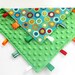 Tag Ribbon Lovey, Multi Colored Circles with Green Minky Dot