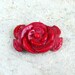3X solid bamboo coral red rose 20mm x 30mm carved flower Beads Pendant bead top front drilled
