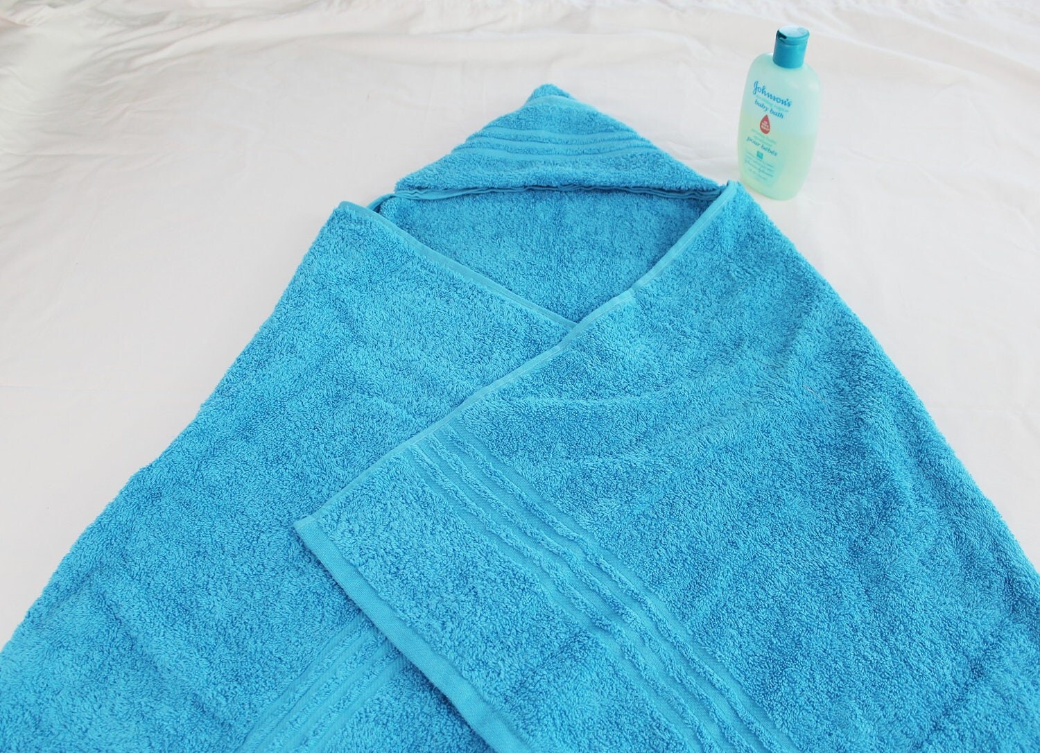 Large Hooded Baby Bath Towel bright blue