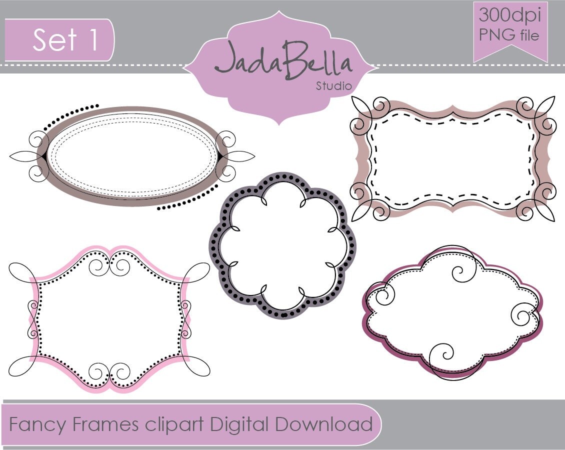 Instant Download Curly Frames Clipart graphic file