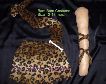 Bam Bam Outfit/Costume with Club Croods Costume Caveman Costume Flintstones Costume Available in Sizes Newborn to 18 Months