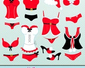 Santa Baby Lingerie Cute Digital Clipart for Card Design, Scrapbooking, and Web Design Il_170x135
