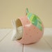 Bunny on a pink cherry - OOAK Hand painted gourd with bunny figurine
