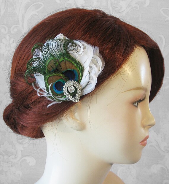 Peacock Bridal Fascinator Blue Fascinator Rhinestone Bridal