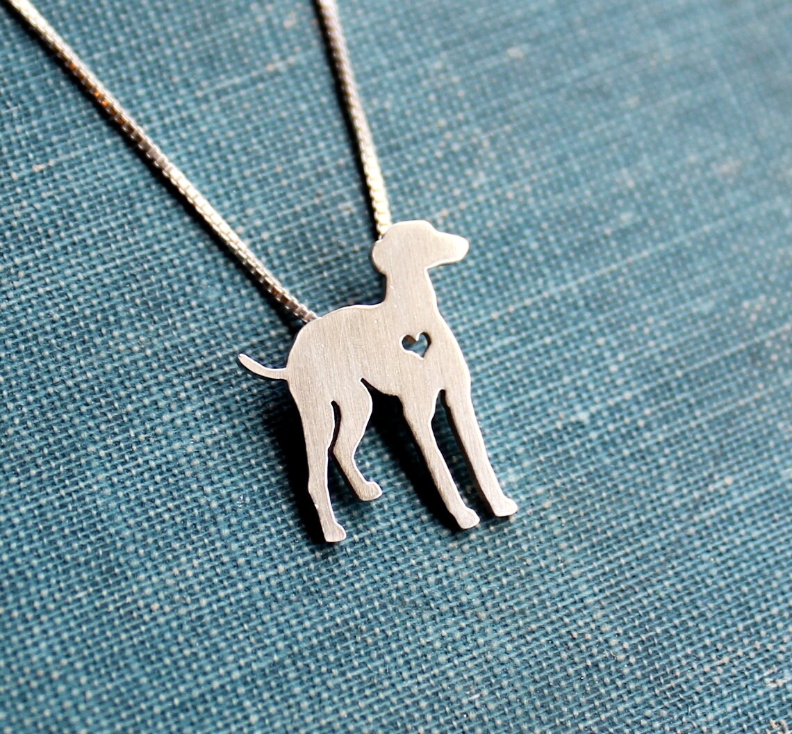 Greyhound necklace sterling silver tiny silver by JustPlainSimple