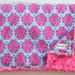 Baby Blanket Minky Solaria Medallion on Hot Pink Rosette Minky Blanket From Kemaily