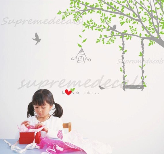 Items similar to Kids Wall Decals Swing Tree Wall Decals Stickers