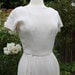 Cream Fitted Dress Off White Ivory Linen Blend Handmade Short Sleeve Elegant Classic Traditional Madmen Mod Vintage Retro 60s Wedding