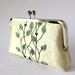 Ivory and Aqua Silk Embroidered Floral Bridal Clutch, Wedding purse, Evening handbag, Bag Noir