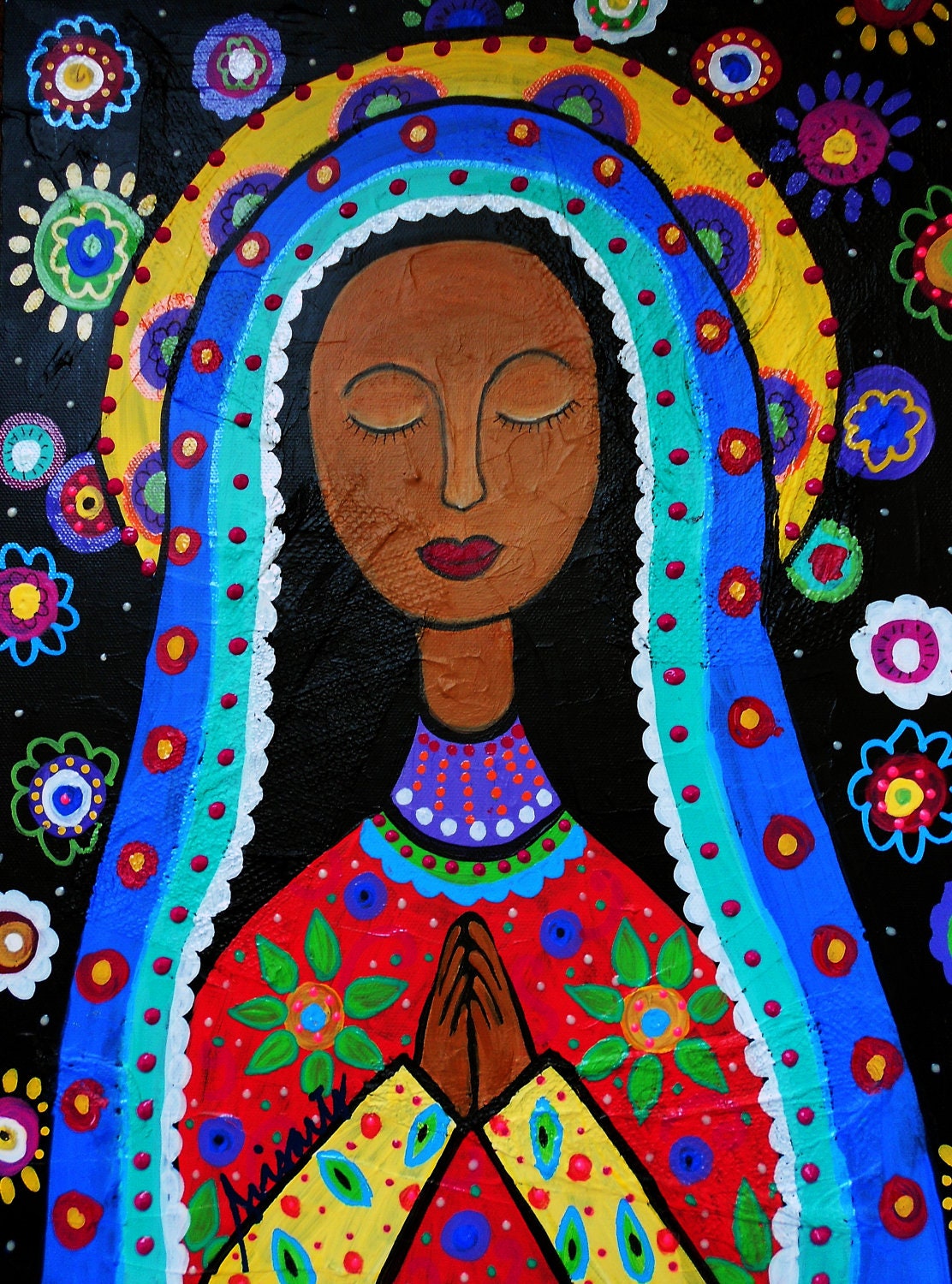 Mexican Folk Art Our Lady of Virgin Guadalupe by prisarts 