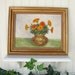 Vintage Oil Painting of Red and Yellow Flowers in a Copper Pot