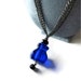 Long Blue Necklace, Blue Glass Pendant, Upcycled Jewelry