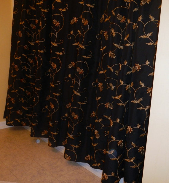 Black And Gold Curtain Fabric Black and Cream Shower Curtain