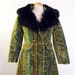 winter coat - 70s - faux fur high collared - vintage winter coat