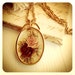 Long English Rose Vintage Cameo Necklace / Victorian / Floral / Gold Mauve Purple / Pendant