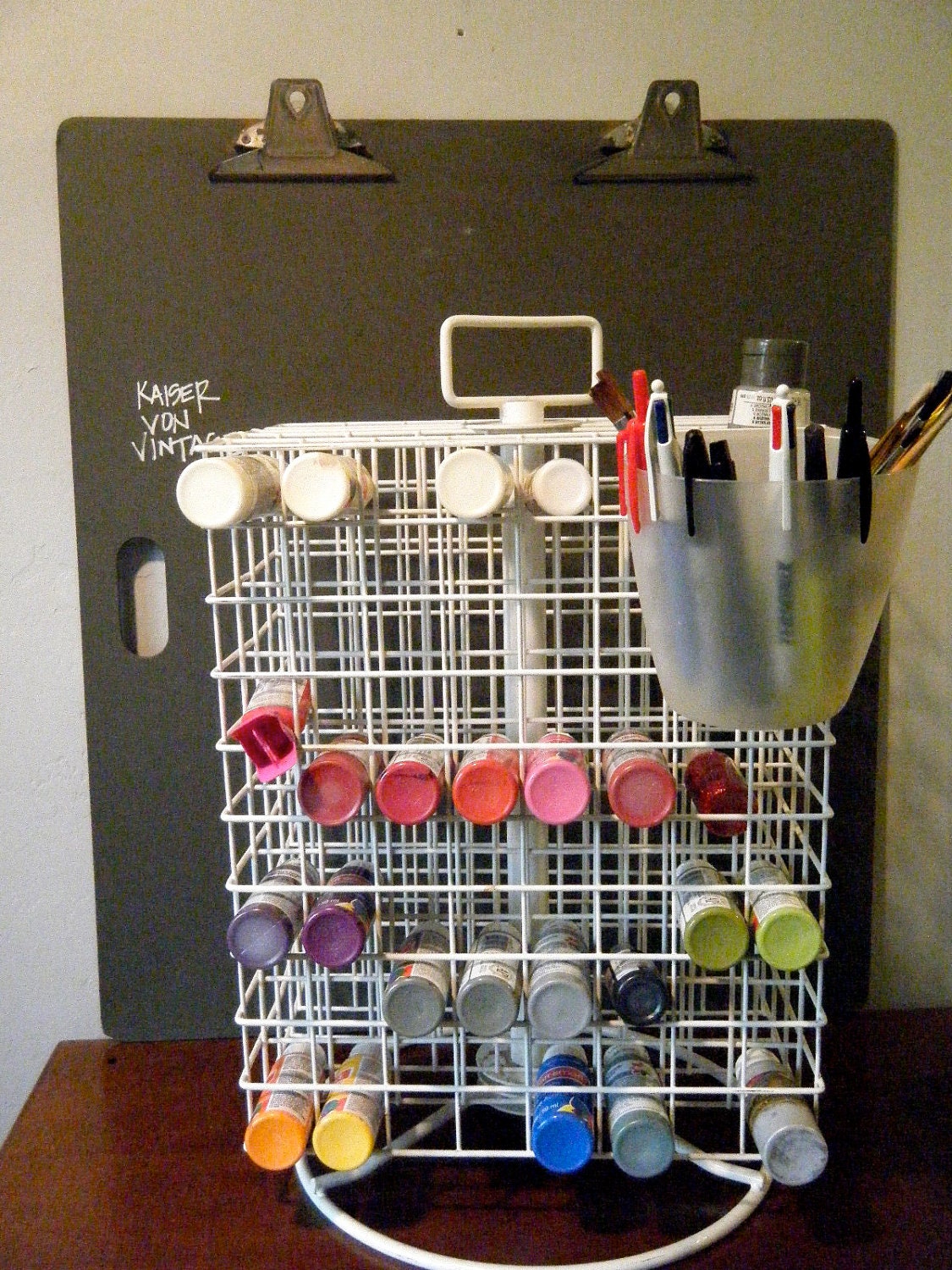 Revolving White Wire 2 oz. Acrylic Paint Rack Holder Studio