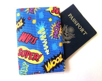 Handmade Passport cover Comic words sounds - Custom embroidery