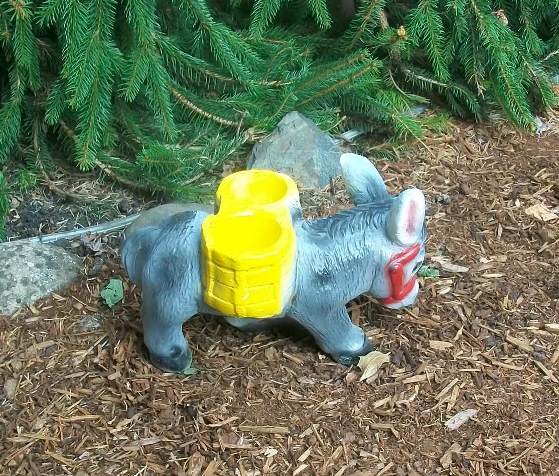 Vintage Cement Garden Donkey Planter w/ Original Paint