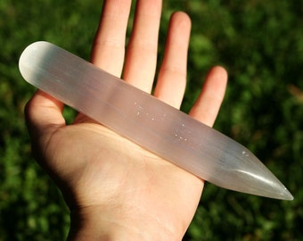 Selenite Pencil Point Round Massage Crystal Wand