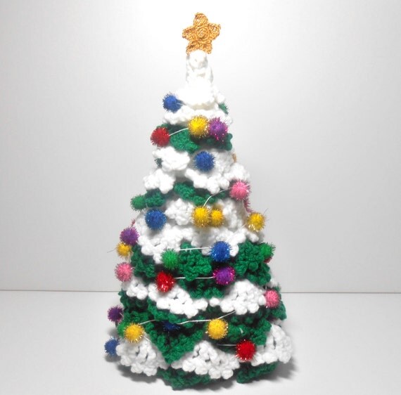 Hand Crocheted Christmas Tree Family Heirloom Green and