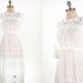 RESERVED...Edwardian White Cotton Embroidered Lace Antique Floral Wedding Dress 1900 / XS