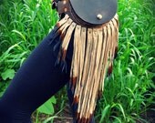 Small pouch belt with leather fringe fanny pack
