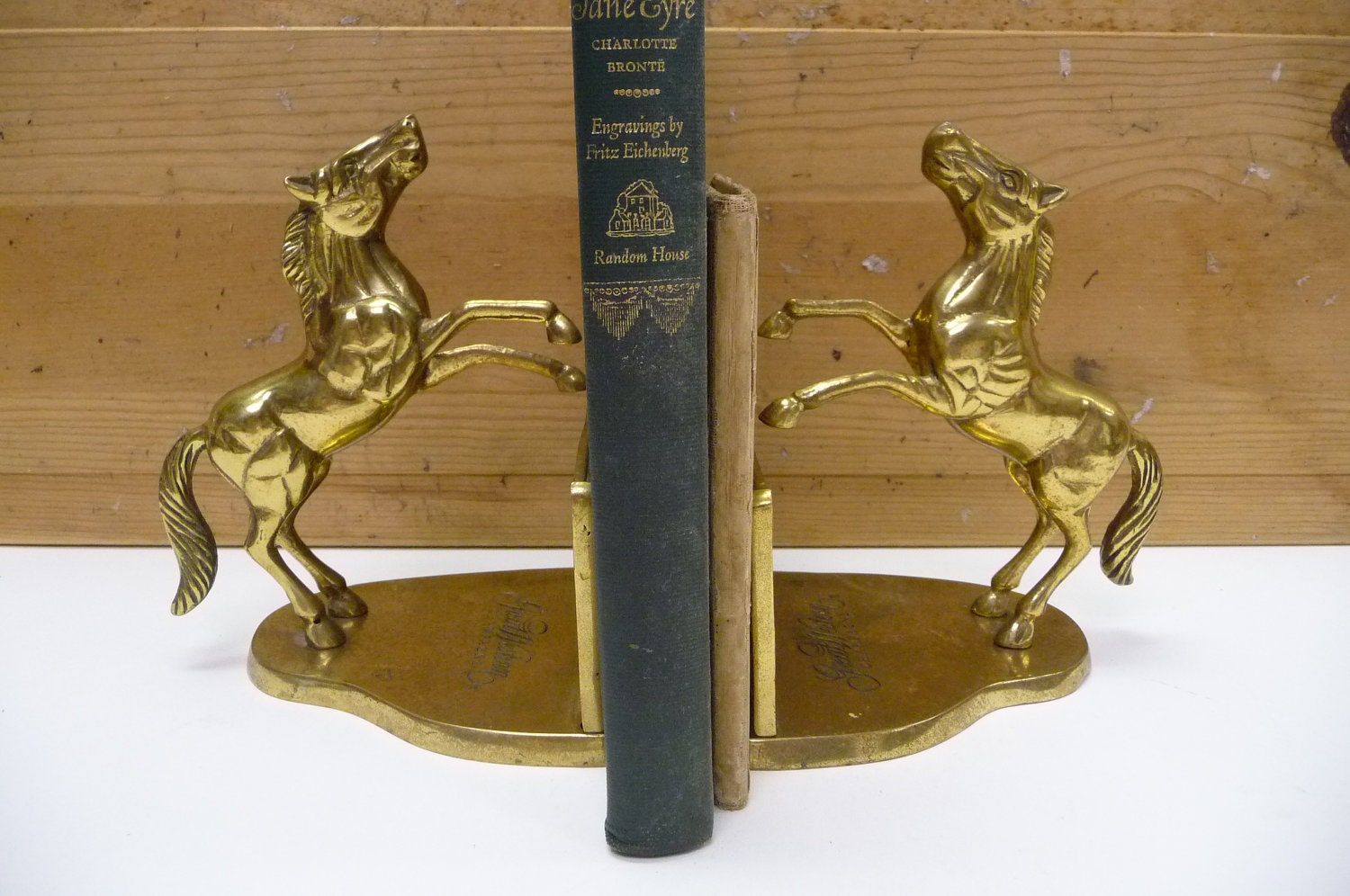 Brass Horse Bookends Vintage Great Western by SalvageRelics