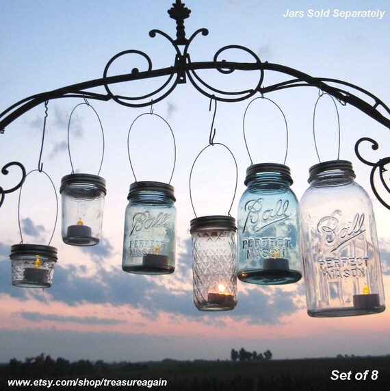 8 DIY Ball Jar Lanterns Lids Mason Jar Lanterns by treasureagain