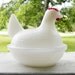White Milk Glass Chicken Butter Dish