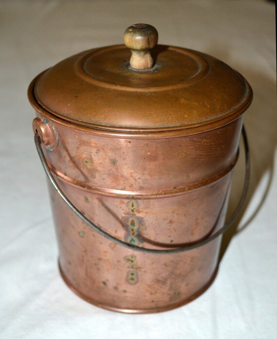 Vintage Copper Bucket with handle and lid