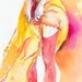 Original Fashion Illustration, Watercolour Painting Titled: Red Stockings