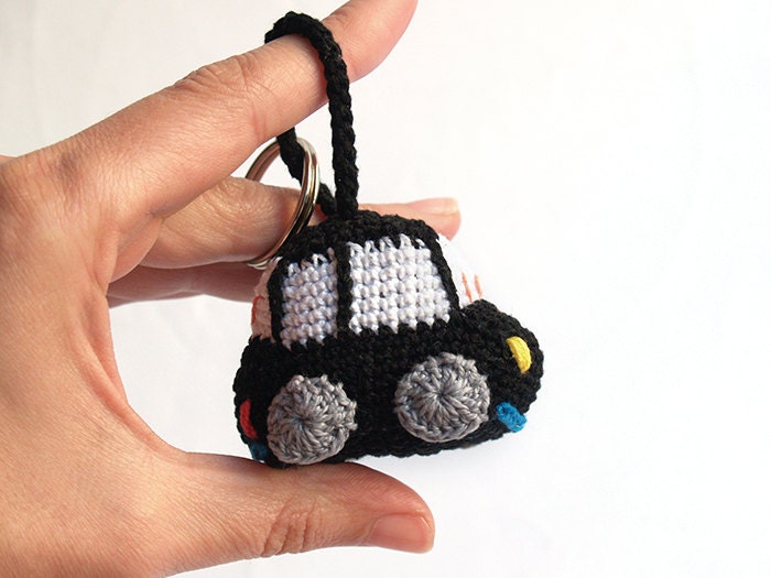 Black crochet car amigurumi keychain. Choose your favourite