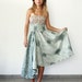 Vintage paisley strapless dress/ handkerchief hem boho sun dress