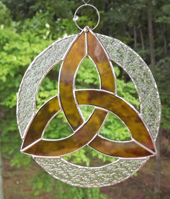 Irish Celtic Knot Trefoil Stained Glass by HillLillyDesigns