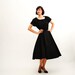 Vintage 1950s Party Dress - 50s Cocktail Dress - Black and Rhinestone Full Circle Skirt