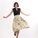 Vintage 1950s Full Skirt - 50s Full Skirt - Avocado & Ivory Filigree Print