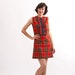 Vintage 1960s Plaid Dress - 60s Mini Dress - Red Plaid