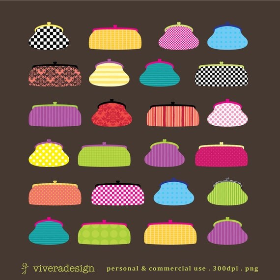 Digital Clip Art Party Print Purses