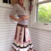 Eco long boho Skirt, clothing, upcycled, patchwork, festival, hippie,cream, peach and brown mix, size M/L by Zasra