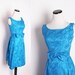 Vintage 1950s Blue Cocktail Dress / Cocktail Dress / Dress / Dresses / Vintage Dress / Wiggle Dress / Jacquard / 1372