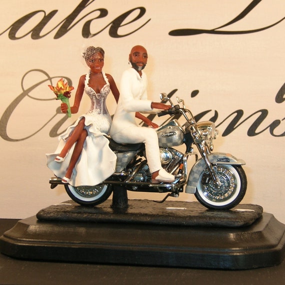 Custom Order Motorcycle Wedding Cake Topper by CakeTopCreations