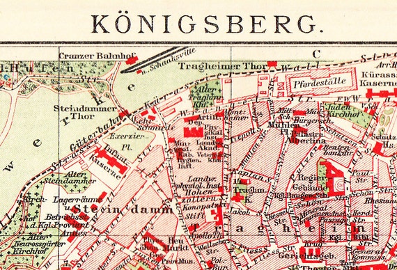 1908 edwardian KOENIGSBERG Königsberg city map Prussia. 1908 edwardian KOENIGSBERG Königsberg city map Prussia.