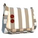 Women's Messenger Bag Purse - Grey and White Stripe with Maroon