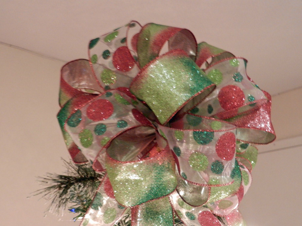 large christmas tree topper bow 2 ribbons sheer ribbon with large christmas tree topper bow 2 ribbons sheer ribbon with