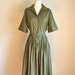 vintage 60s shirtwaist dress - OLIVE green shirt dress / S-M