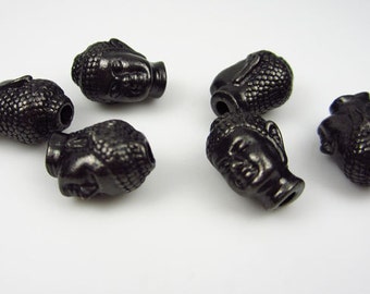 6 Black Oxide Tierracast Buddha Head Beads