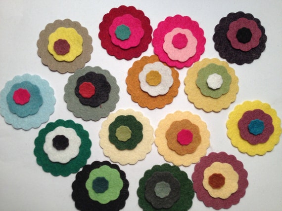 Wool Felt Scallop Die Cuts 45 total size by WoolFeltGrabBags