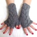 Fingerless Gloves Grey Cabled Wrist Warmers Warm and Soft