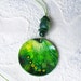 Necklace Handmade painted - Green Wooden Pendant - Wearable Art - OOAK - Eco Friendly -